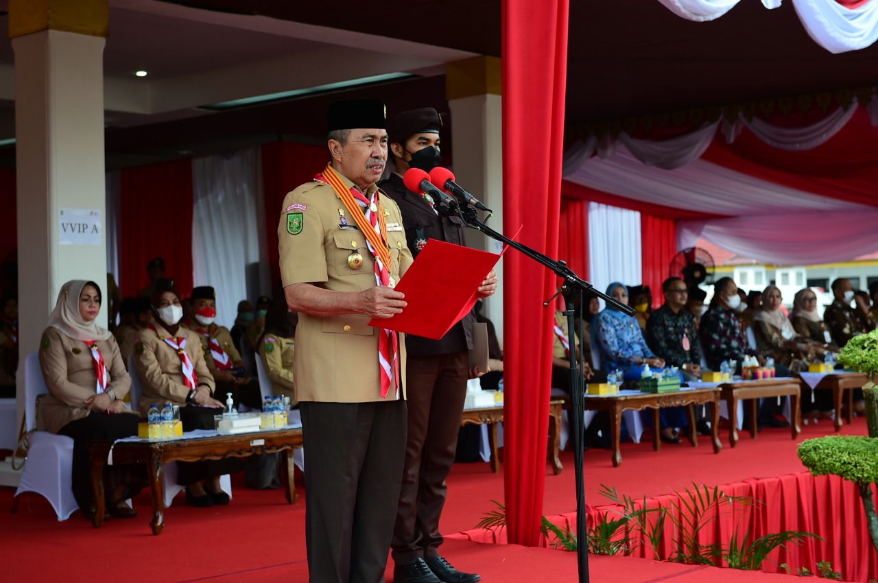 Kwarcab Pekanbaru Ikuti Apel Peringatan Hari Pramuka ke 61 di Kwarda Riau